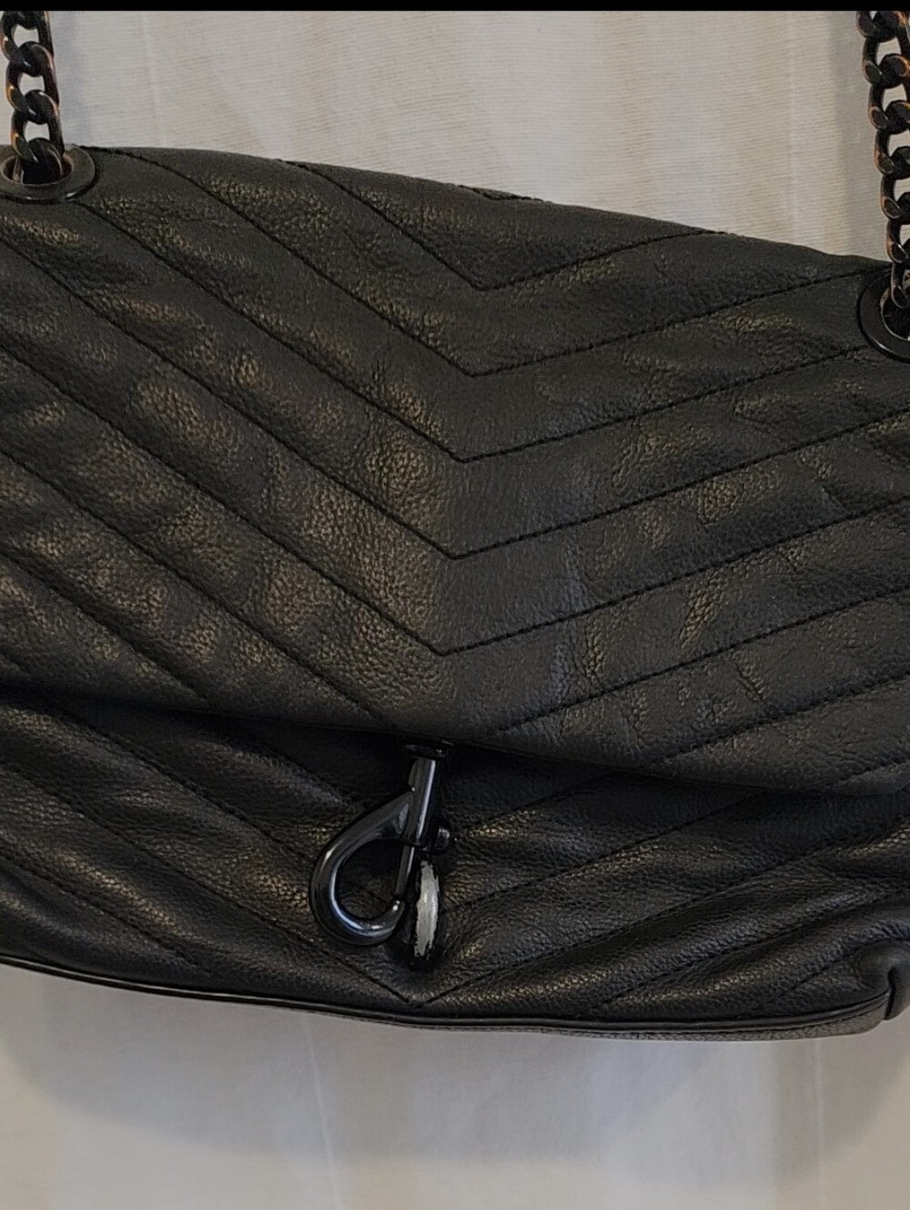 Rebecca Minkoff Black Quilted Leather Shoulder Bag with Chain Strap
